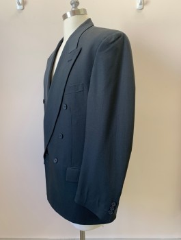 TALLIA UOMO, Graphite Gray, Wool, Solid, 6 Buttons, Single Breasted, Notched Lapel, 3 Pockets,