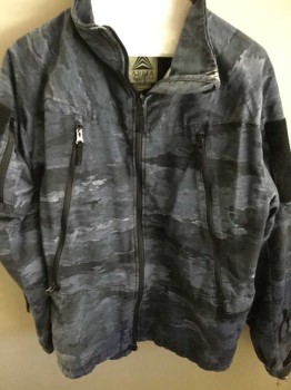 Mens, Fire/Police Jacket, Arma Tactical, Navy Blue, Blue, Black, Gray, Nylon, Cotton, Camouflage, L, Zip Front, Zip Pockets Zipper,  Detail All Over See Photo Attached,