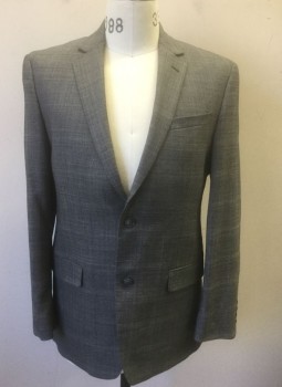 ITALUOMO, Gray, Wool, Glen Plaid, Single Breasted, Notched Lapel, 2 Buttons, 3 Pockets, Solid Gray Lining