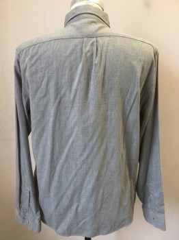 JCREW, Heather Gray, Cotton, Solid, Button Down Collar, Long Sleeves, Button Front, Patch Pocket,  Flannel