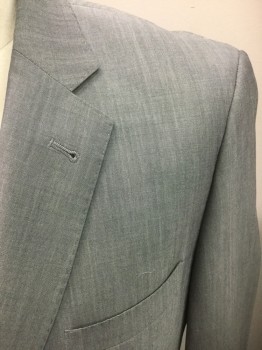 PRIVE, Lt Gray, Wool, 2 Color Weave, Single Breasted, 2 Buttons,  Notched Lapel,
