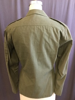 Womens, Casual Jacket, Olive Green, Brown, Black, Cotton, Solid, S, Army Jacket/shirt, Long Sleeves, Collar Attached, Epaullette, Button Front, Patch Flap Pockets, Patches, Us Army