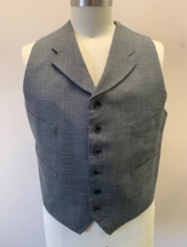 SIAM COSTUMES , Gray, Charcoal Gray, Wool, Check - Micro , 6 Buttons, Notched Lapel, 4 Welt Pockets, Cream Pinstriped Lining, Solid Gray Linen Back, Belted Back Waist, Made To Order