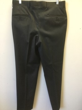 Mens, Suit, Pants, JIMMY AU, Charcoal Gray, Wool, Solid, 30/30, Flat Front, Creased Legs, Zip Fly