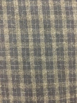 VENICE CUSTOM SHIRTS, Gray, Navy Blue, Wool, Plaid, Long Sleeves, Collar Attached, Small Scale Plaid with Faint White Grid Lines, 2 Patch Pockets, Button Placet Only Funtional at Upper 4 Buttons, Rest is Faux