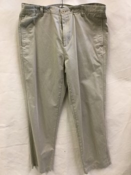 Mens, Casual Pants, C. KLEIN, Cotton, Solid, 32, 34, Khaki, Flat Front, Zip Front, 4 Pockets