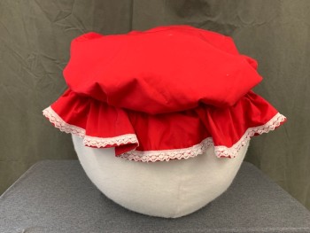 Unisex, Walkabout, MTO, White, Red, Green, Black, Foam, SNOW WOMAN: White Felt Over Foam Snowman Head, Open Face, Velcro Neck Strap, Elastic for Around Back of Head to Hold in Place, Red Cotton Stuffed Bonnet Attached with White Lace Trim, Christmas
