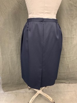 Womens, Suit, Skirt, EVAN PICONE, Navy Blue, Polyester, Solid, 18W, Pencil Skirt, Textured, Center Back Zipper, Elastic Side Back Waistband
