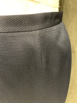 EVAN PICONE, Navy Blue, Polyester, Solid, Pencil Skirt, Textured, Center Back Zipper, Elastic Side Back Waistband