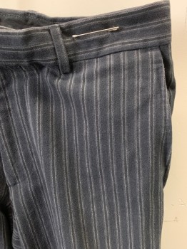 Mens, Casual Pants, HUGO BOSS, Black, Faded Black, Gray, Cotton, Stripes - Vertical , 32/32, Flat Front, Brushed Cotton, Tab with Hook & Bar, 4 Pockets,