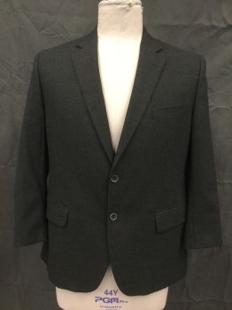 JIMMY AU, Dk Green, Black, Wool, 2 Color Weave, Shadow Stripe, Single Breasted, Collar Attached, Notched Lapel, 3 Pockets, Long Sleeves