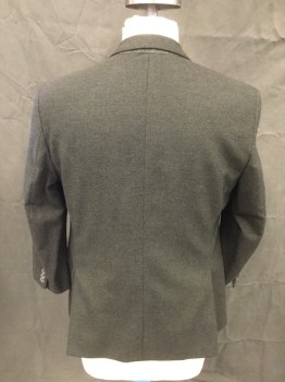 Mens, Sportcoat/Blazer, JIMMY AU, Dk Green, Black, Wool, 2 Color Weave, 44S, Shadow Stripe, Single Breasted, Collar Attached, Notched Lapel, 3 Pockets, Long Sleeves