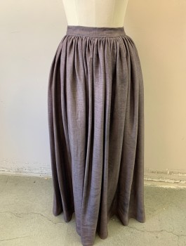 MADE IN CHINA, Gray, Polyester, Solid, 1.5" Wide Self Waistband, Gathered at Waist, Floor Length, Hook & Eye Closures at Center Back Waist, Historically Inspired Reproduction