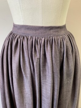 Womens, Historical Fiction Skirt, MADE IN CHINA, Gray, Polyester, Solid, W26-28, 1.5" Wide Self Waistband, Gathered at Waist, Floor Length, Hook & Eye Closures at Center Back Waist, Historically Inspired Reproduction