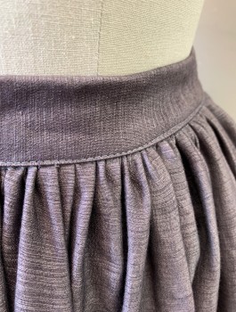 Womens, Historical Fiction Skirt, MADE IN CHINA, Gray, Polyester, Solid, W26-28, 1.5" Wide Self Waistband, Gathered at Waist, Floor Length, Hook & Eye Closures at Center Back Waist, Historically Inspired Reproduction