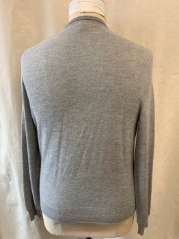 POLO RALPH LAUREN, Gray, Cotton, Cashmere, Knit, Pullover, Crew Neck, Long Sleeves Rib Knit Neck, Cuff, & Waist