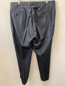 KENNETH COLE, Graphite Gray, Polyester, Rayon, Solid, Flat Front, Zip Front, Belt Loops, 4 Pockets,
