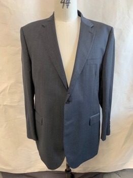 Mens, Suit, Jacket, SAKS FIFTH AVENUE, Charcoal Gray, Wool, Silk, Heathered, 48R, Single Breasted, 2 Buttons, 3 Pockets, Notched Lapel, Double Vent
