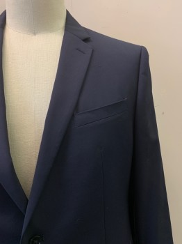 Mens, Suit, Jacket, BANANA REPUBLIC, Navy Blue, Wool, Solid, 48L, 2 Buttons, Single Breasted, Notched Lapel, 3 Pockets,