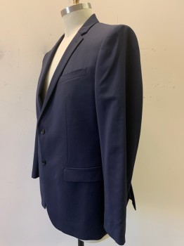 Mens, Suit, Jacket, BANANA REPUBLIC, Navy Blue, Wool, Solid, 48L, 2 Buttons, Single Breasted, Notched Lapel, 3 Pockets,