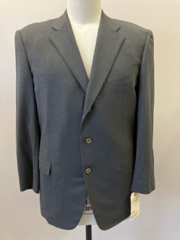 ERMENEGILDO ZEGNA, Gray, Wool, Glen Plaid, C.A., Notched Lapel, SB. 3 Pckts,