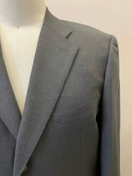 ERMENEGILDO ZEGNA, Gray, Wool, Glen Plaid, C.A., Notched Lapel, SB. 3 Pckts,