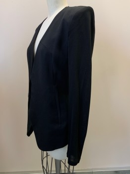 Womens, Blazer, HELMUT LANE, Black, Polyester, Cotton, Solid, XS, L/S, Single Breasted, Side Pockets With Zipper,