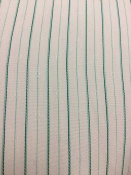 Arrow, White, Green, Turquoise Blue, Cotton, Stripes, White with Green and Turquoise Stripes, Faint Self Novelty Print, Button Front, Collar Band, Long Sleeves,