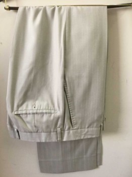 Mens, Suit, Pants, VITARELLI, Beige, Polyester, Stripes - Vertical , 33/31, Flat Front, Button Tab,