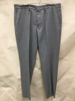 J. CREW, Heather Gray, Wool, Heathered, Heather Micro Woven Gray, Flat Front, Zip Front,