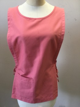 ANGELICA, Salmon Pink, Polyester, Cotton, Solid, One Pocket, Side Ties