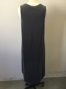 ASTR, Dk Gray, Modal, Polyester, Solid, Stretchy Material, Sleeveless, Scoop Neck, Dramatic High/Low Hemline with Knotted Detail at Waist (Highest Point), Becomes Lower in Back, Lowest Point is Ankle Length