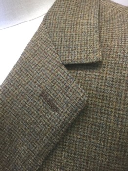 MATTARAZI UOMO, Brown, Dk Olive Grn, Sienna Brown, Dk Brown, Wool, Grid , Brown with Olive/Sienna/Dark Brown Micro Grid Lines Pattern, Single Breasted, Notched Lapel, 2 Buttons,  3 Pockets, Lining is Olive with Tiny Diamonds Pattern