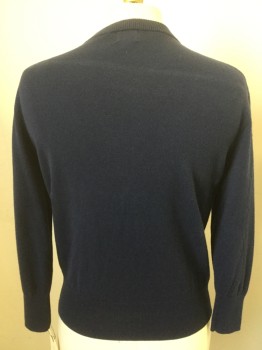 Womens, Sweater, CROWN & IVY, Navy Blue, Cotton, Solid, S, Crew Neck, Long Sleeves, Cardi