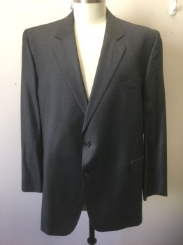 JACK VICTOR, Gray, Wool, Solid, Single Breasted, Notched Lapel, 2 Buttons, 3 Pockets