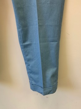 Mens, Pants, N/L, Blue, Poly/Cotton, Solid, 31, 34, Flat Front, 4 Pockets, Cuffed, Belt Loops,