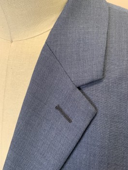 THEORY, Navy Blue, Wool, Solid, Single Breasted, Notched Lapel, 2 Buttons, 3 Pockets