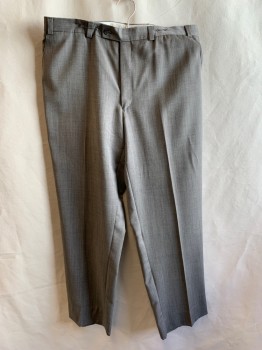 CALVIN KLEIN, Brown, Gray, Wool, 2 Color Weave, Herringbone, Flat Front, Zip Fly, 4 Pockets, Belt Loops