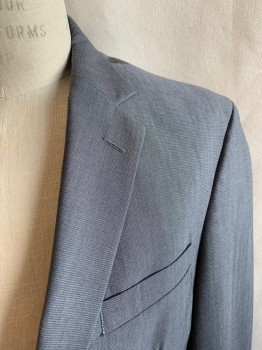 KENNETH COLE, Gray, Dk Gray, Wool, 2 Color Weave, SUIT JACKET, Single Breasted, 2 Buttons, Notched Lapel, 3 Pockets, 4 Button Cuffs, 2 Back Vents