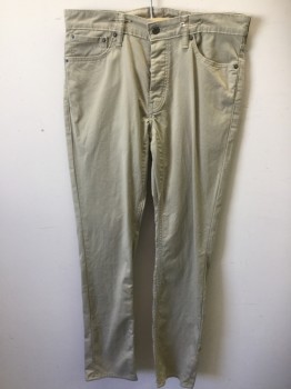 LEVI'S, Khaki Brown, Cotton, Elastane, Solid, Flat Front, Jean Style 5 Pockets, Button Fly, Belt Loops, Crotch Reinforcement