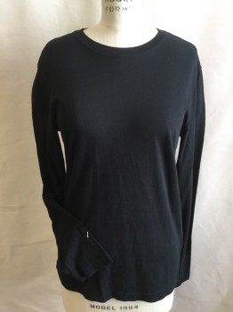 BANANA REPUBLIC, Black, Cotton, Solid, (MULTIPLE)  Crew Neck with Heather Gray Inside Back Neck,  Long Sleeves,
