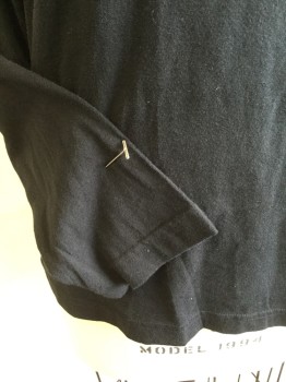 BANANA REPUBLIC, Black, Cotton, Solid, (MULTIPLE)  Crew Neck with Heather Gray Inside Back Neck,  Long Sleeves,