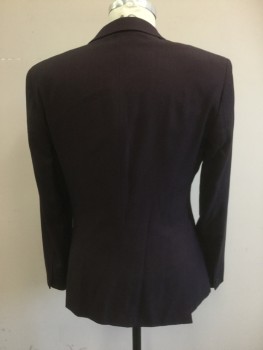 TOPMAN, Red Burgundy, Polyamide, Viscose, Solid, Single Breasted, Collar Attached, Notched Lapel, 3 Pockets, Long Sleeves