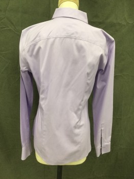 BROOKS BROTHERS, Lavender Purple, Cotton, Spandex, Solid, Button Front, Collar Attached, Long Sleeves, Button Cuff