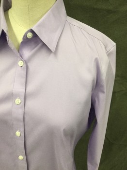 BROOKS BROTHERS, Lavender Purple, Cotton, Spandex, Solid, Button Front, Collar Attached, Long Sleeves, Button Cuff
