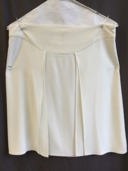 Womens, Skirt, Below Knee, EMPORIO ARMANI, Cream, Acetate, Polyester, Solid, 8, Yoke Waistband, 2 Layers Flap Front Zip Back, Flare Bottom