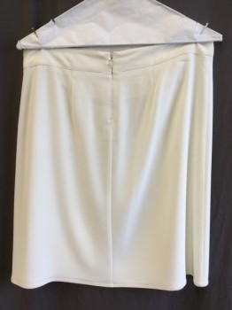 Womens, Skirt, Below Knee, EMPORIO ARMANI, Cream, Acetate, Polyester, Solid, 8, Yoke Waistband, 2 Layers Flap Front Zip Back, Flare Bottom
