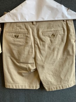 VINEYARD VINES, Khaki Brown, Cotton, Spandex, Solid, Flat Front, 4 Pockets, Bermuda Shorts