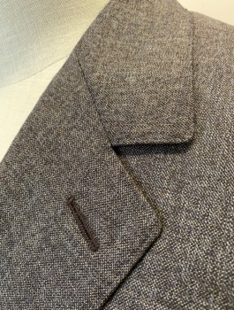 JOSEPH BACH, Brown, Dusty Brown, Wool, 2 Color Weave, Single Breasted, Notched Lapel, 2 Buttons, 3 Pockets, Beige Lining