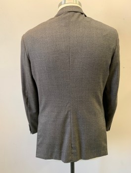 JOSEPH BACH, Brown, Dusty Brown, Wool, 2 Color Weave, Single Breasted, Notched Lapel, 2 Buttons, 3 Pockets, Beige Lining